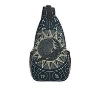 Bolso Bandolera Zodiaco Retro Luna Sol Magia Astrología Senderismo Mochila Crossbody Hombro Mochila Viaje Pecho Paquete para Hombres Mujeres