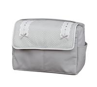Bolso Bebé de Polipiel con bolsillos, Asa con corchetes, 38 largo, 18 ancho, 27 de alto (Classic Gris)