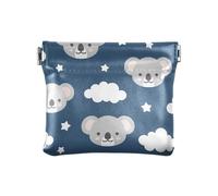 Bolso cambiador de piel sintética con bonito estampado de koala, color azul y gris, para niñas, mujeres, mujeres, mujeres, maquillaje, bolsa impermeable, Bonito patrón de koala, buenas noches, azul y