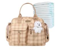 Bolso Cambiador para Mamá Con Bolsito Pequeño Elegante de Cuadros al Hombro