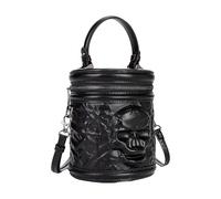Bolso cilíndrico para mujer, estilo retro, de piel sintética, con cabeza de calavera, estilo punk, mensajeros para el día a día, con cabeza de calavera, de piel sintética