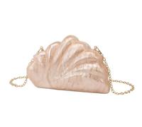 Bolso clásico de concha color perla, en forma abanico, bolso mano, noche, bandolera cadena, un solo hombro(Color 2)