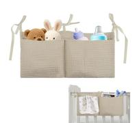 Bolso Colgante para Cama de Bebé,Organizador Colgante para Pañales,Organizador para Habitación de Bebé,Bolsas de Almacenamiento Colgantes con Dos Bolsillos Grandes para Juguetes PañAles Ropa,Caqui