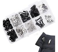 Bolso con Botones a Presión Manualidades de Costura Bricolaje Cierre de Gancho de Coser Hebillas de Metal Broches Metálicas de Metal Plateado Negro para Ropa, Bolsos, Pulseras, Pantalones DIY 180PCS