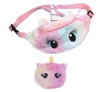 Bolso con Cinturón De Animales De Dibujos Animados De 1 Pieza Y Monedero De 1 Pieza, Bolso con Cinturón De Felpa, Bolso con Cinturón para Niñas Lindas, Bolso con Cinturón Interesante