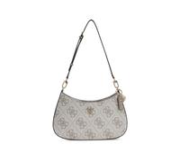 GUESS bolso de hombro Noelle II Top Zipper Shoulder Bag Dark Taupe Logo crema