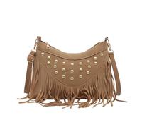 Bolso con flecos Bolso de sillín retro, bolso un solo hombro con borlas y remaches for mujer, cuadrado pequeño gran capacidad for para mujer(Yellow)