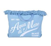 BOLSO CON FRANGE Y BORDADO GRANDE 100% PL AGA DE MAR 22929 CELESTE