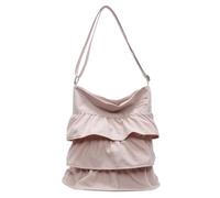 Bolso con volantes con dobladillo genérico para mujer Color sólido bolso de compras casual hombro Hobo bolsos precio del hombro para viajes vocación, Rosa., 355,00 x 370,00 x 5,00 mm