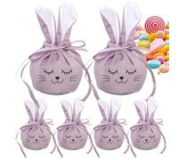 Bolso Conejito Con Orejas - Terciopelo Paquete De 6 | Bolsas De Recuerdos De Con Temática De Conejitos Para Bebés Y Niños | Bolsos De La Joyería Del Bocado Del Para Las Celebraciones C