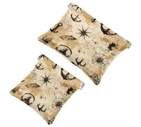 Bolso cosmético de bolsillo con cierre a presión con símbolos náuticos vintage, impermeable, de viaje, para maquillaje, sin cremallera, para mujer, multicolor 01, 7,1 x 5,8 pulgadas, Multicolor 01,