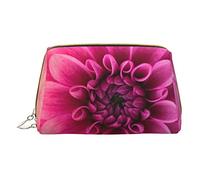 Bolso cosmético portátil de cuero impreso lindo muñeco de nieve, bolso cosmético con el bolso interior, Pink Dahlia, Talla única