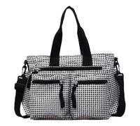 Bolso cruzado a cuadros para mujer, múltiples bolsillos, con correa ajustable, bonito bolso para viajes, compras, trabajo, citas, uso diario, Black, 12.99x5.51x9.84(inch)