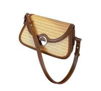 Bolso cruzado a juego para mujer, bolso retro de paja para playa, hombro tejido a mano, axila, hombro tejido a mano, paja, playa, retro, cruzado, para viajes, Brown, One Size