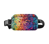 Bolso cruzado antirrobo de moda con corazones coloridos y arcoíris para mujeres y hombres, resistente al agua con correa ajustable para viajes, correr, senderismo, mariconeras de cintura para,