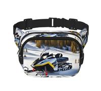 Bolso cruzado avanzado con estampado de motos de nieve, bolsa de cintura de senderismo, bolsa de hombro cuadrada de doble capa para viajes y fitness