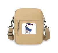 Bolso cruzado azul con flor de loto y libélula para teléfono celular, bolso de hombro