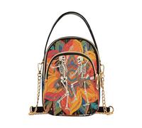 Bolso cruzado bohemio con diseño de mandala y esqueleto humano (2) con múltiples bolsillos para mujer, para regalos de cumpleaños