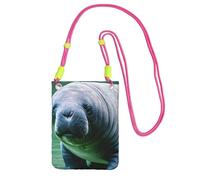 Bolso cruzado con estampado de becerro de animales de manatí para mujer, bolso de hombro, bolsa de viaje para deporte, mini bolsa de teléfono, cartera para teléfono