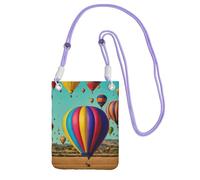 Bolso cruzado con estampado de globo aerostático lavanda para mujer, bolso de hombro, bolsa de viaje para deporte, mini bolsa para teléfono, cartera para teléfono