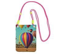 Bolso cruzado con estampado de globo aerostático lavanda para mujer, bolso de hombro, bolsa de viaje para deporte, mini bolsa para teléfono, cartera para teléfono, Fucsia, Talla única