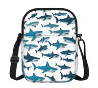 Bolso cruzado con estampado de tiburón con varios gestos para mujer, bolso de hombro, bolso de viaje informal para actividades diarias