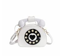 Bolso cruzado con forma de teléfono para mujer, bolso cruzado con asa superior para teléfono para niñas, maletín de cuero de grano completo, blanco, Talla única