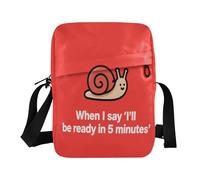 Bolso cruzado cruzado con correa ajustable para viajes, con texto en inglés "I Am Ready"