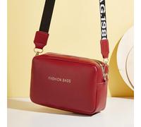 Bolso cruzado cuadrado pequeño para mujer, bolso de hombro de piel sintética con correa de letra, para viajes diarios, viajes, estilo callejero, Y2K, moda casual (rojo)