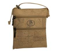 Bolso cruzado de corcho portugués hecho a mano, bolso de hombro vegano sostenible, ecológico, bolsillos triples con cremallera, correa de nudo ajustable tradicional, fabricado en Portugal (19 x 16 cm