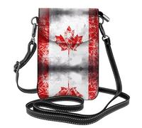 Bolso cruzado de cuero con estampado de bandera de Canadá retro, para teléfono, mini bolso cruzado para mujer, tarjetero multifuncional y cartera