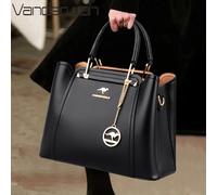 Bolso cruzado de cuero de 3 capas para mujer, bandolera de hombro de diseñador de lujo, de gran capacidad, de marca Shopper, 2024 Wine red