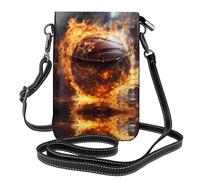 Bolso cruzado de cuero ligero con diseño de baloncesto en el fuego y el agua, bolso de hombro para mujer, cartera para teléfono celular, bolsa de viaje con ranuras para tarjetas de crédito,