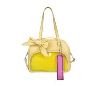 Bolso cruzado de estilo japonés para exhibición de pines, con bonitos lazos, Itabag, piel sintética, estilo japonés, lazos cruzados, hombro de moda para exhibición de pines, Amarillo, One Size