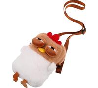 Bolso cruzado de felpa de pollo, bolso de hombro de dibujos animados, construcción duradera, amplio espacio de almacenamiento, utilidad de viaje diario y monedero de animales esponjosos, bolso pequeño