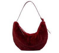 Bolso cruzado de felpa para mujer, diseño de media luna, para otoño, invierno, axilas, gran capacidad, para viajes, compras, uso diario, rojo vino, 13*7.48*2.75inch