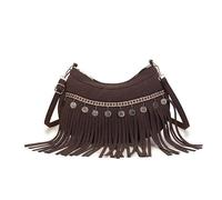 Bolso cruzado de gamuza sintética con borlas para mujer y niña, con cremallera, correa ajustable, para viajes, compras, trabajo, uso diario, café, 230*210*120MM