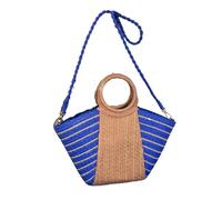 Bolso cruzado de ganchillo for mujer, bolso de playa tejido en contraste de Color, bolso de paja a rayas con correa extraíble, bolso diario de verano for mujer(Dark Blue)