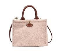 Bolso cruzado de lana de cordero para mujer, bolso cruzado vintage, bolso de hombro esponjoso de felpa para otoño e invierno, caqui, 530.00x190.00x220.00mm