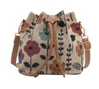 Bolso cruzado de lona con cordón para mujer y niña, estilo étnico, estilo étnico, estilo étnico, hombro a la moda, con cordón, d, One Size