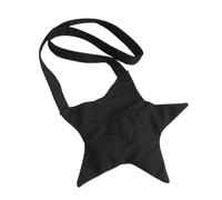 Bolso cruzado de lona para mujer, estilo casual, color sólido, gran capacidad, bordado de estrellas, ligero, moderno, bolsas de mensajero, viajes, citas, compras, bolsa de mano, Black, Medium