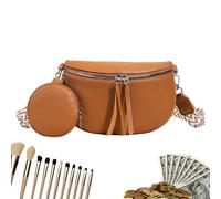 Bolso Cruzado de Media Luna para Mujer, de Cuero Artificial, pequeña, Mochila de un Solo Hombro con diseño Ligero, Gimnasio, Festival, Viajes, Camping, Trabajo, Escuela, Uso Casual, Brown