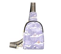 Bolso cruzado de moda color morado nieve pastel para hombre, resistente y pequeño bolso cruzado para mochila de día, Pastel Snow Purple