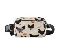 Bolso cruzado de moda con diseño de huevo de diablo, negro, pollo, beige, para hombres y mujeres, impermeable, con correa ajustable para entrenamiento, correr, senderismo, cintura para mujer