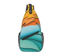 Bolso cruzado de moda con diseño de olas del mar y atardecer con correas ajustables en diagonal, alta capacidad, deporte, viajes, trabajo, uso diario, Black, Talla única