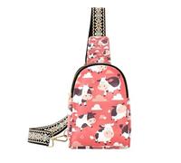 Bolso cruzado de moda con diseño de vaca voladora y corazón de melocotón para hombre, bolsas de viaje impermeables para mujeres para viajes, Corazón de melocotón de vaca vol, 1 size