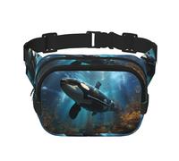 Bolso cruzado de moda con estampado de ballenas asesinas, bolsa de cintura de senderismo, bolsa de hombro cuadrada de doble capa para viajes y fitness