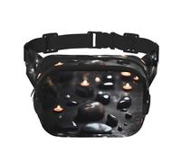 Bolso cruzado de moda con estampado de corazón misterioso negro, bolsa de cintura para senderismo, bolsa de hombro cuadrada de doble capa para viajes y fitness