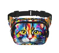 Bolso cruzado de moda con estampado de gatos pintados, bolsa de cintura de senderismo, bolsa de hombro cuadrada de doble capa para viajes y fitness