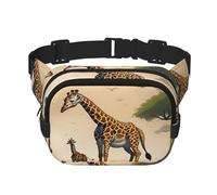 Bolso cruzado de moda con estampado de jirafa para madre e hijo, bolsa de cintura de senderismo, bolsa de hombro cuadrada de doble capa para viajes y fitness